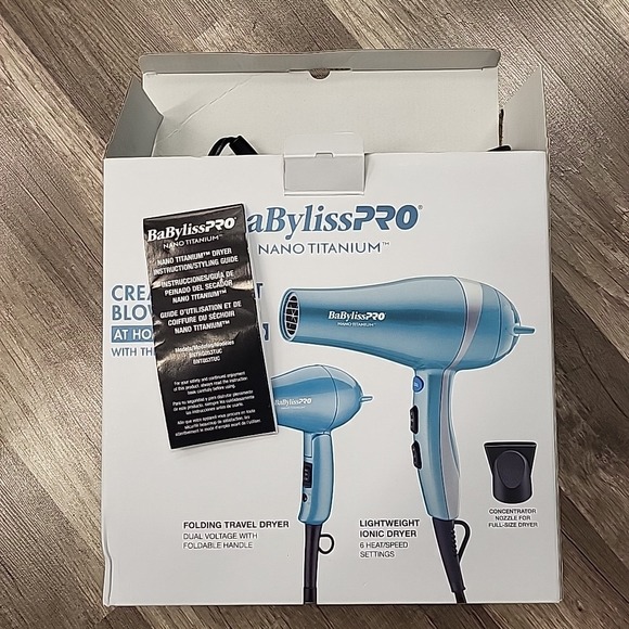 Babyliss PRO Nano Titanium Lightweight Ionic Hair Dryer & Folding Travel Dryer - Picture 6 of 6